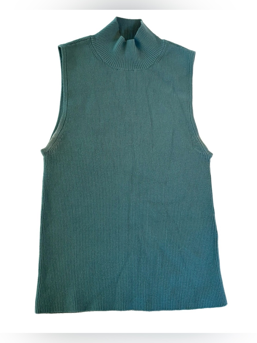 Madewell Teal Ribbed Mock-Neck Sleeveless Tank